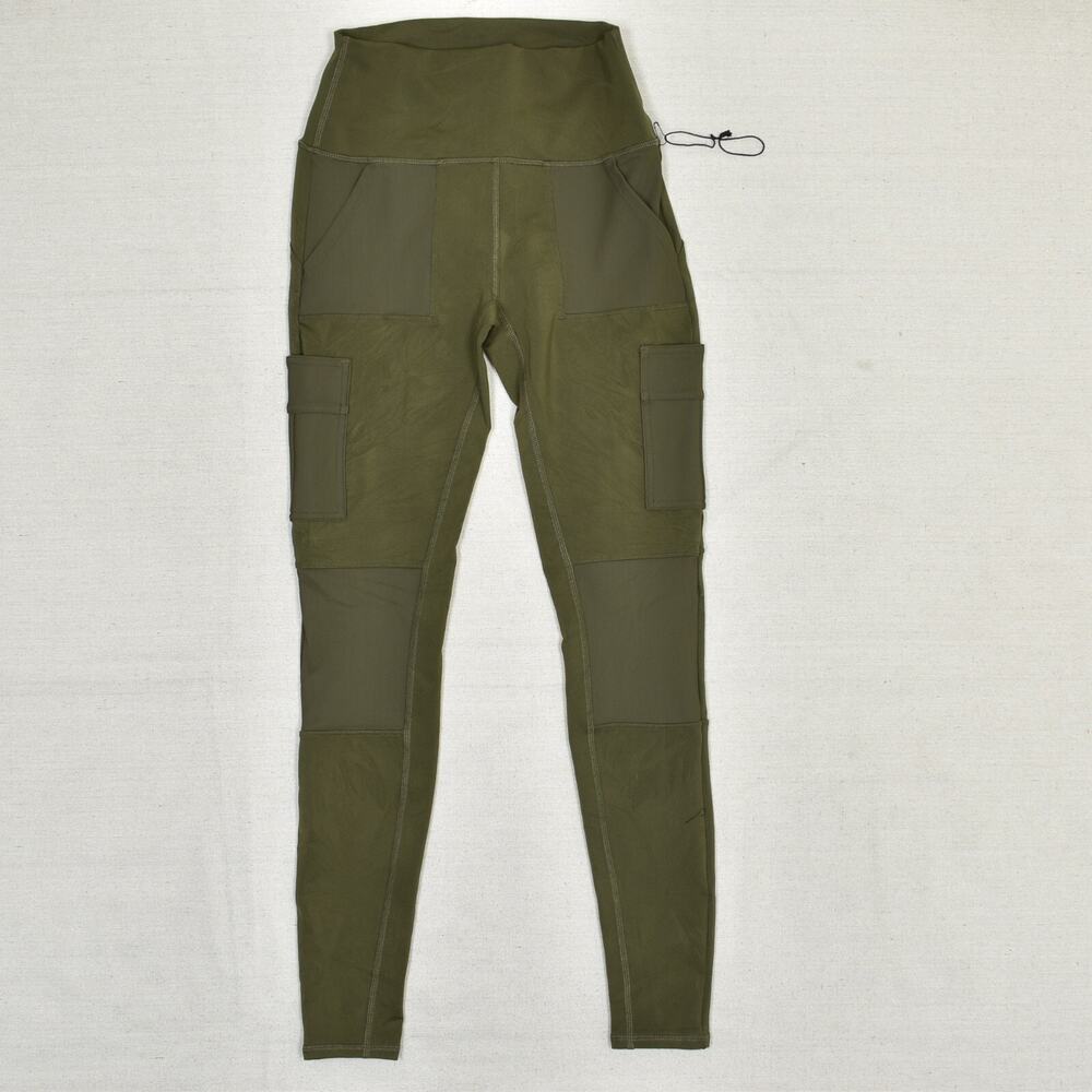 Alo Yoga Women's Skinny Legging Side Pockets Polyester Green Size XS Solid